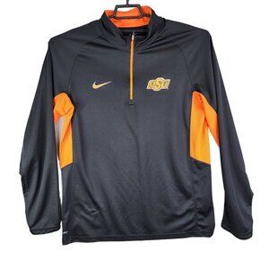 Mens Nike OSU Dri-Fit Elite Shirt 1/4 Zip Pullover Black & Orange Size L